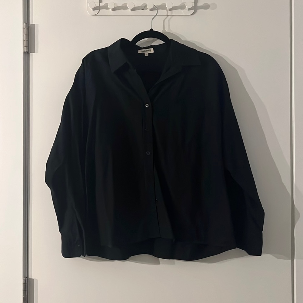 Djerf Avenue “Breezy” button up long sleeve blouse